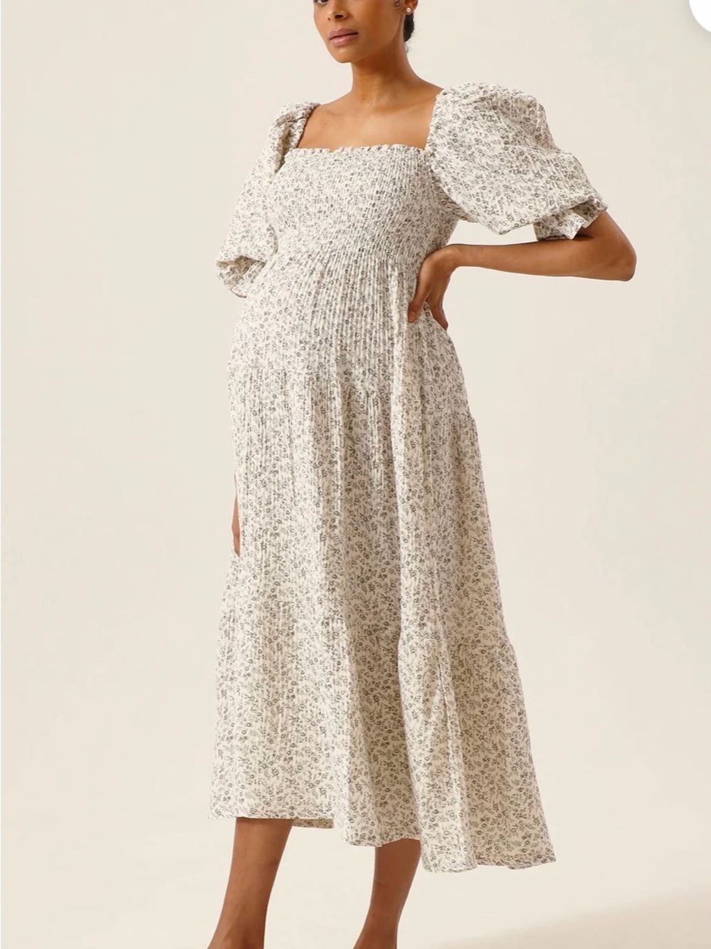 Nothing Fits But KIKO Dress — Floral Smocked Puff-Sleeve Midi Dress